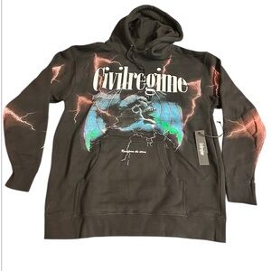 Civil Regime Black Graphic Hoodie Size Medium NWT